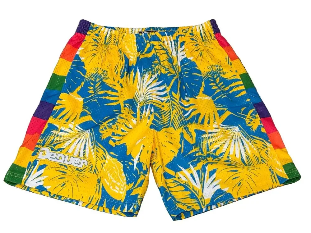 Denver Nuggets Mitchell & Ness Tropical Floral NBA HWC Shorts Mens L NWOT